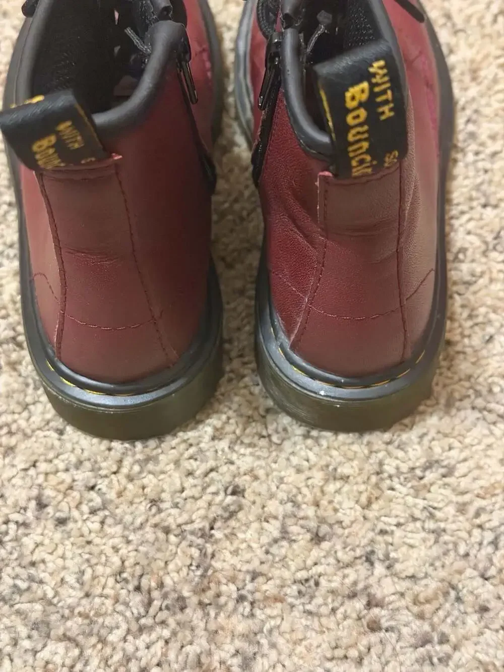 Dr. Martens 1460 J Kids Cherry Red Leather Lace-Up Side-Zip Boots Size US 13